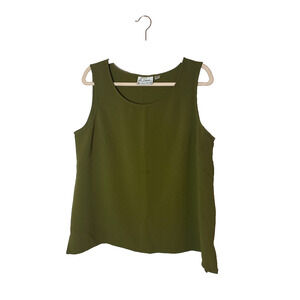 Vtg. Linea by Louis Dell'Olio Tank Top Sz L Olive Green Crepe Texture READ**